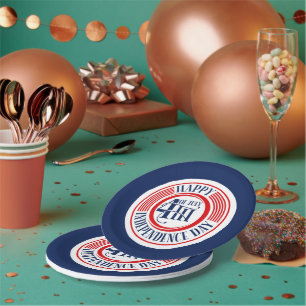 Happy 4th of July Independence Day Badge Design Paper Plate