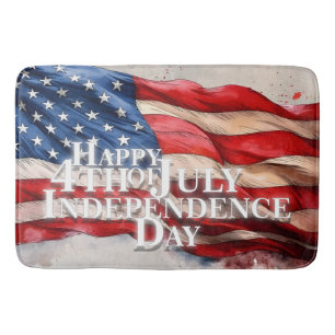 Happy 4th of July - Independence Day Bath Mat