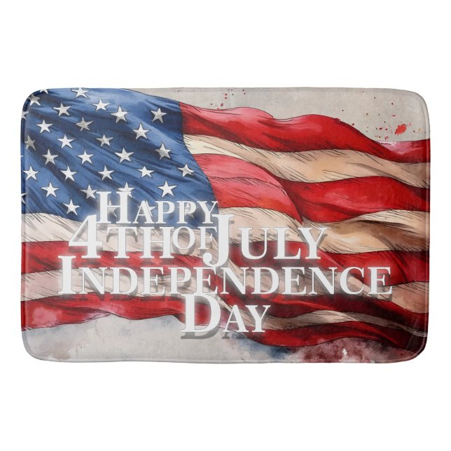 Happy 4th of July - Independence Day Bath Mat (Front)