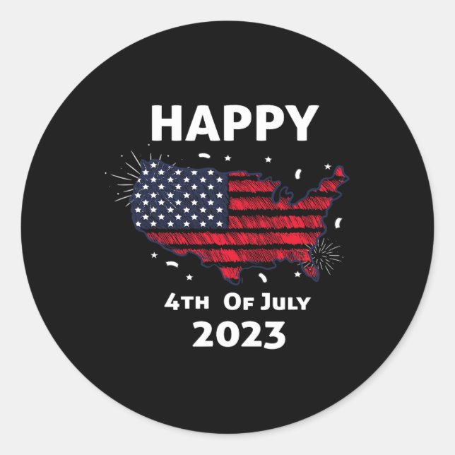 Happy 4th Of July Independence Day  Classic Round Sticker (Front)