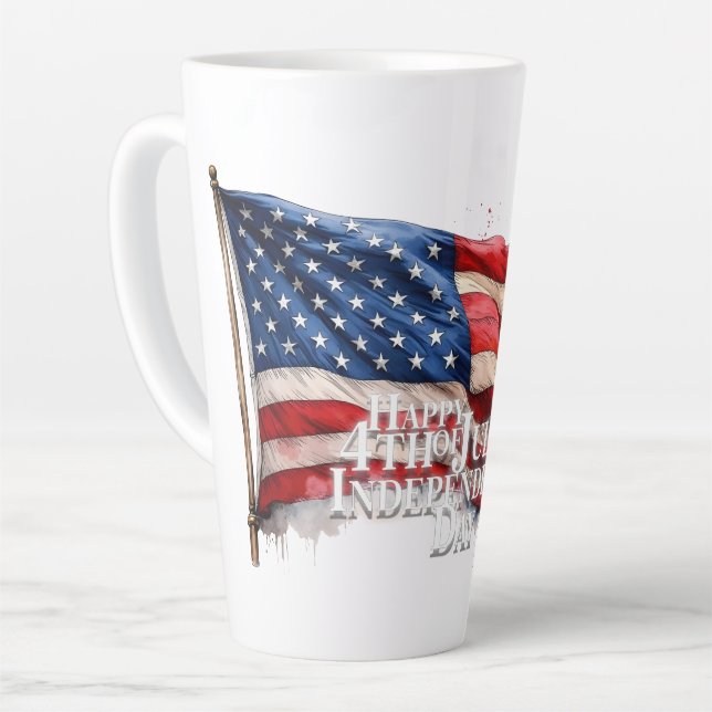 Happy 4th of July - Independence Day Latte Mug (Left Angle)