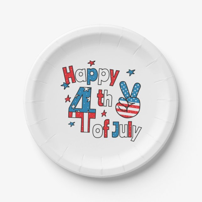 Happy 4th of July Independence Day Paper Plate (Front)