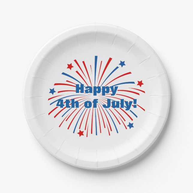 Happy 4th of July Independence Day paper plates (Front)