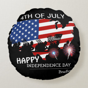 Happy 4th of July Independence Day party Round Cushion