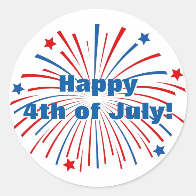 Happy 4th of july Independence Day party stickers (Front)