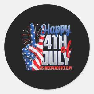 Happy 4th Of July Independence Day Patriot Flag Am Classic Round Sticker