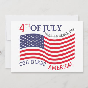 Happy 4th of July Independence Day Red White Blue Holiday Card