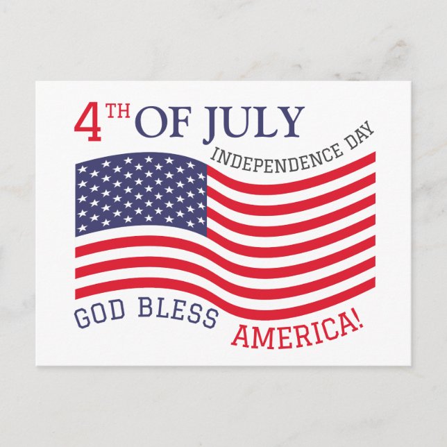 Happy 4th of July Independence Day Red White Blue Postcard (Front)