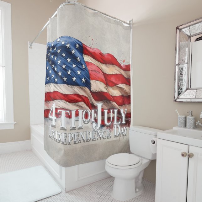 Happy 4th of July - Independence Day Shower Curtain (In Situ)