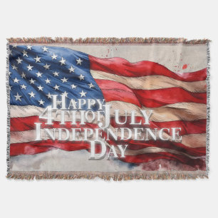 Happy 4th of July - Independence Day Throw Blanket