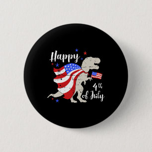 Happy 4th Of July Independence Day With T-rex Dino 6 Cm Round Badge