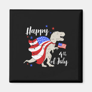 Happy 4th Of July Independence Day With T-rex Dino Magnet