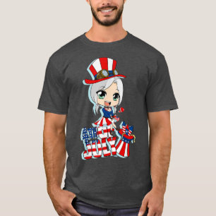 Happy 4th Of July Japanese Anime Merch Cute Manga T-Shirt