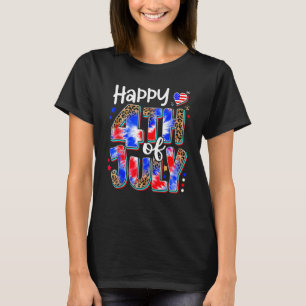 Happy 4th Of July Leopard USA American Flag Patrio T-Shirt