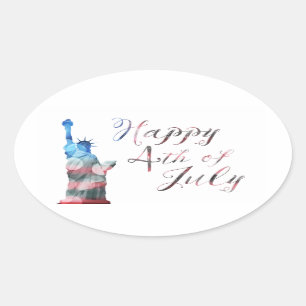 Happy 4th of July (liberty bokeh) Oval Sticker