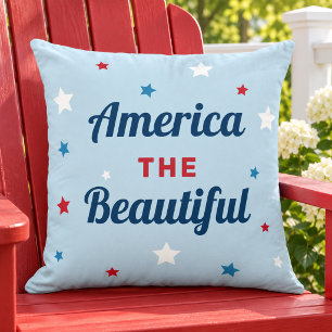 Happy 4th of July Light Blue Star Cushion
