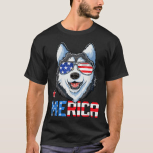 Happy 4th of July Merica Husky USA American Flag D T-Shirt