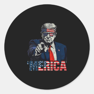 Happy 4th Of July merica Trump American Flag Usa 1 Classic Round Sticker