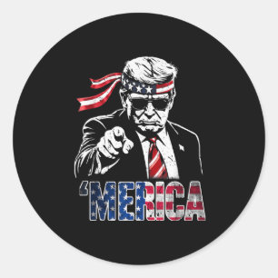Happy 4th Of July Merica Trump American Flag Usa  Classic Round Sticker