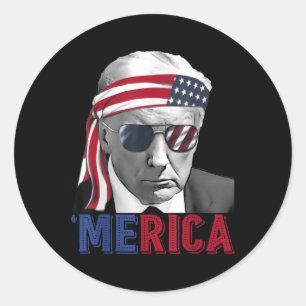 Happy 4th Of July Merica Trump American Flag Usa  Classic Round Sticker