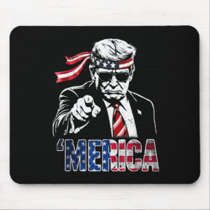 Happy 4th Of July Merica Trump American Flag Usa  Mouse Pad