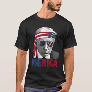 Happy 4th Of July MERICA TRUMP American Flag USA T-Shirt