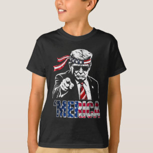 Happy 4th Of July Merica Trump American Flag Usa  T-Shirt