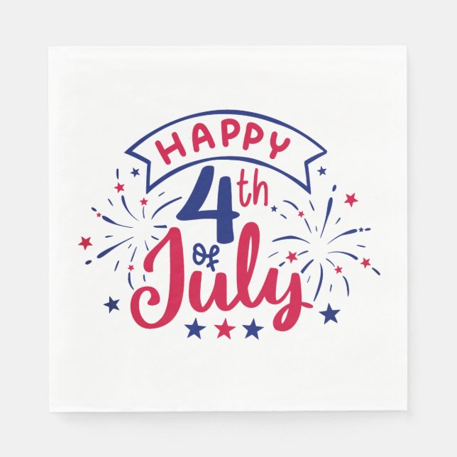 Happy 4th of July.  Napkin (Front)