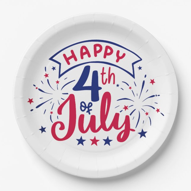 Happy 4th of July.  Paper Plate (Front)