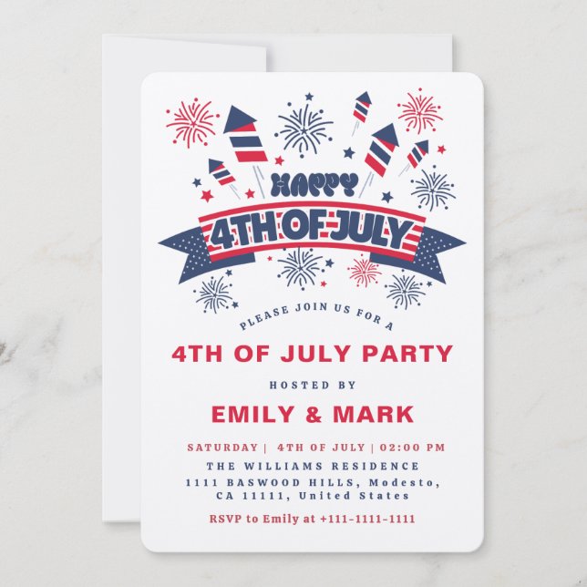 HAPPY 4TH OF JULY - PARTY INVITATION (Front)