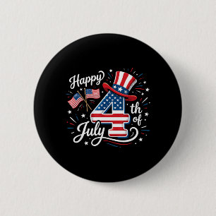 Happy 4th of July Patriotic American Flag 4th of 6 Cm Round Badge