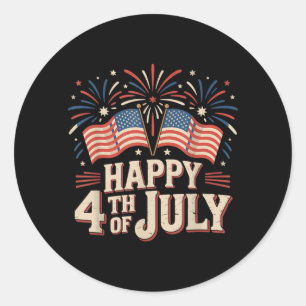 Happy 4th Of July Patriotic American Flag 4th Of Classic Round Sticker