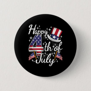 Happy 4th Of July Patriotic American Flag Usa Men  6 Cm Round Badge