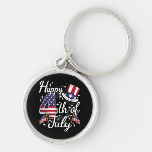 Happy 4th Of July Patriotic American Flag USA Men Key Ring
