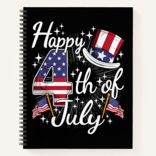 Happy 4th Of July Patriotic American Flag USA Men Notebook