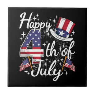 Happy 4th Of July Patriotic American Flag USA Men Tile