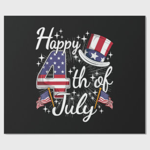 Happy 4th Of July Patriotic American Flag USA Men Wrapping Paper