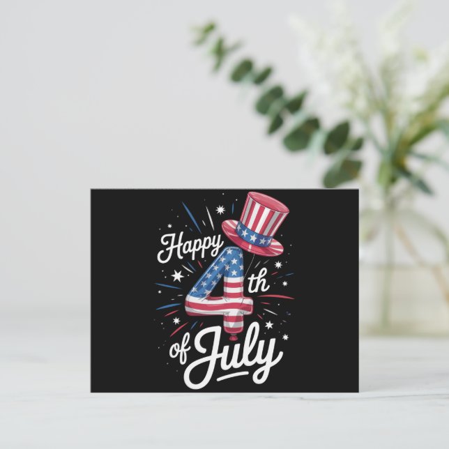 Happy 4th Of July Patriotic American Flag USA Postcard (Standing Front)