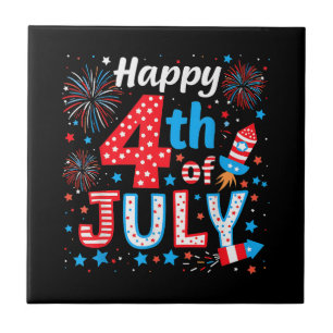 Happy 4th Of July Patriotic American Flag USA Tile