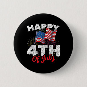 Happy 4th Of July Patriotic American Us Flag 4th O 6 Cm Round Badge
