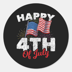 Happy 4th Of July Patriotic American Us Flag 4th O Classic Round Sticker
