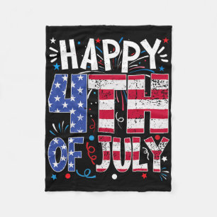Happy 4th Of July Patriotic American Us Flag 4th O Fleece Blanket