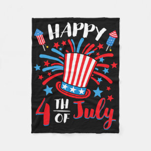 Happy 4th Of July Patriotic American Us Flag Men W Fleece Blanket