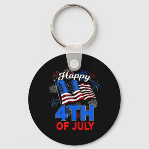 Happy 4th Of July Patriotic American Us Flag Men W Key Ring
