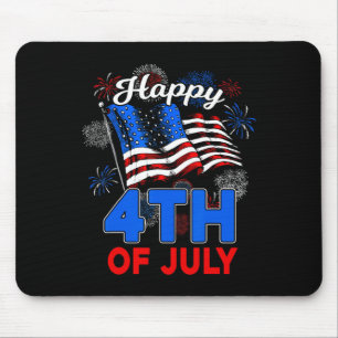 Happy 4th Of July Patriotic American Us Flag Men W Mouse Pad