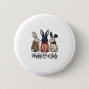 Happy 4th of July Patriotic Bunny Shirt Design_1 6 Cm Round Badge