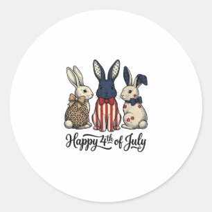Happy 4th of July Patriotic Bunny Shirt Design_1 Classic Round Sticker