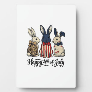Happy 4th of July Patriotic Bunny Shirt Design_1 Plaque