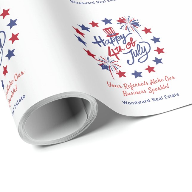 Happy 4th of July Patriotic Business Personalised  Wrapping Paper (Roll Corner)