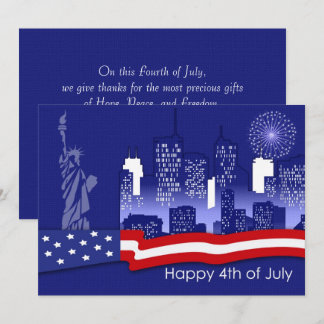 Happy 4th of July. Patriotic Custom Flat Card